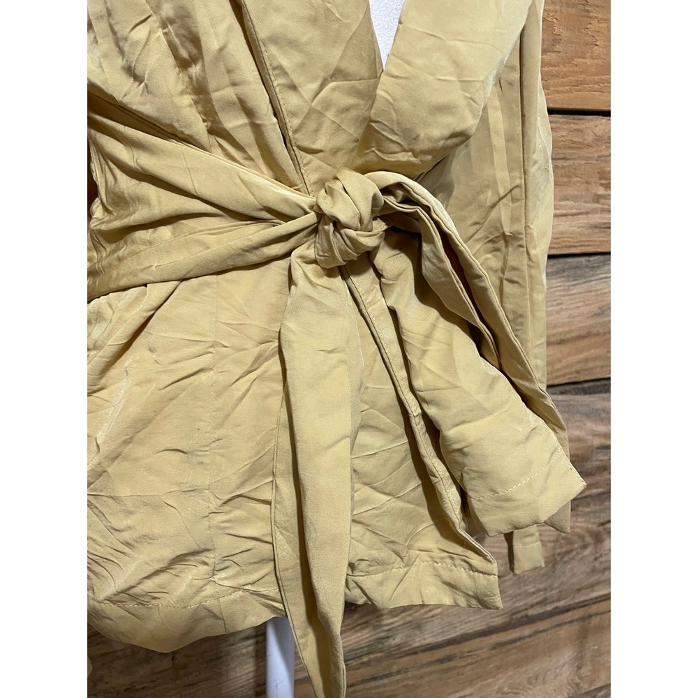 Lulus Blazer Womens Small Yellow Good Tie Waist Shawl Collar Wrap Jacket L245 - Picture 3 of 7